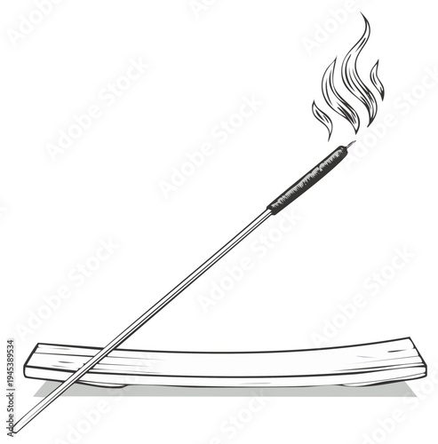 Burning aromatic incense stick resting on a minimalist holder for meditation and relaxation