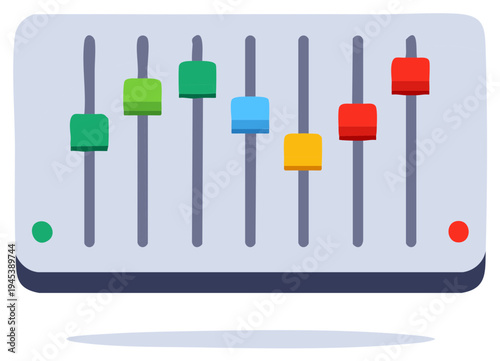 Cartoon Audio Mixer with Colorful Volume Sliders for Music Production and Sound Design