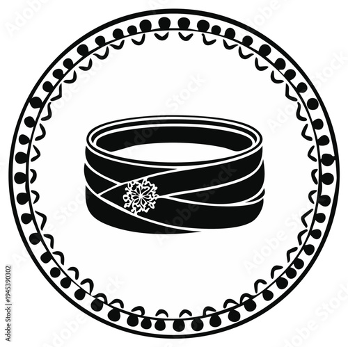 Elegant wristband or hair decoration with floral accent encircled by festive ornamentation