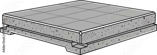 Textured concrete slab with patterned top, layered structure