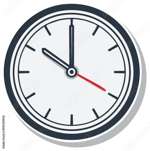 Classic analog clock face with minute and hour hands showing approximately ten oclock with a red second hand