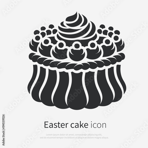 Traditional Easter cake with icing vector icon isolated on white