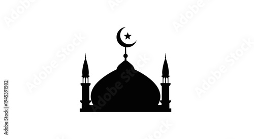 Mosque Silhouette with Crescent Moon Symbol 13.