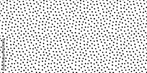 Polka dot pattern, irregular seamless background. Small scattered dot texture. Cute vector abstract doodle geometric print. Romantic baby aesthetic black on white scattered tiny dots repeat surface bg