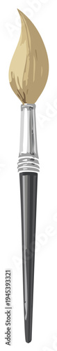 Artist's Paintbrush with Beige Bristles and Gray Handle