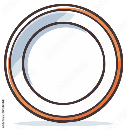 Cartoon Circle or Ring Object with Orange and Brown Border Color Elements Design