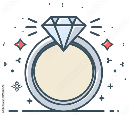 Sparkling diamond engagement ring with glittering highlights and decorative accents