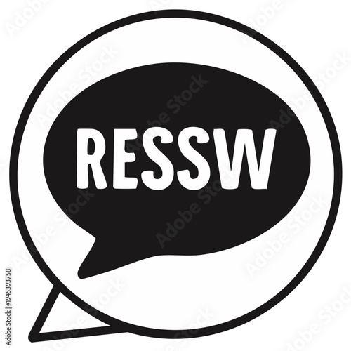 RESSW acronym in speech bubble icon for resource sharing and collaboration concept