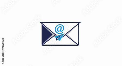Stylized email icon with '@' symbol and paper airplane