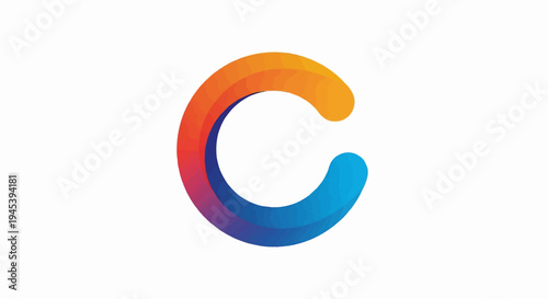 Stylized circular graphic with vibrant gradient colors, abstract