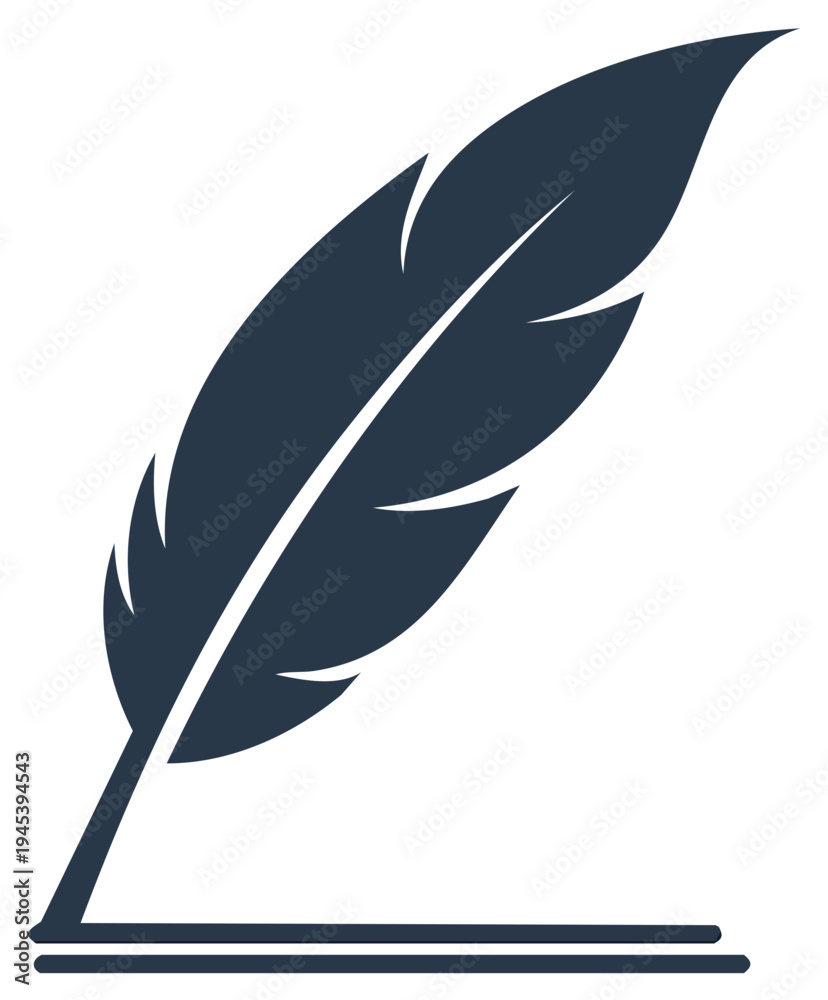 Fototapeta premium Elegant Quill Pen Graphic Illustration Writing Tool Design Element