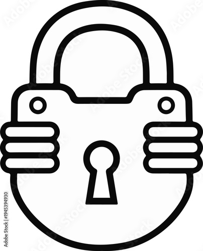 Stylized icon of a black outline padlock with a shackle and keyhole