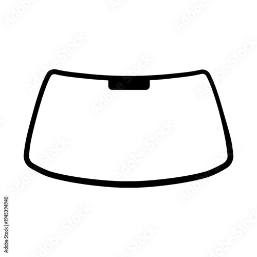 Simple Outline Car Windshield Icon on White Background for Automotive and Vehicle Design