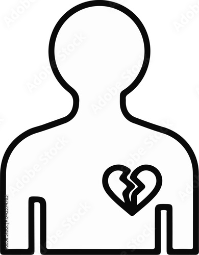Stylized human outline with a broken heart symbol