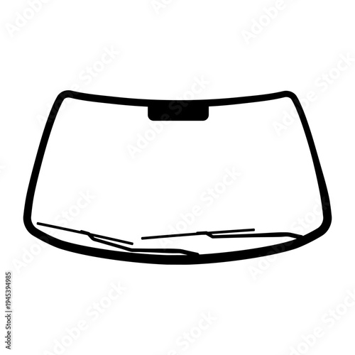 Outline Car Windshield Icon with Wipers for Automotive Design and Repair Services