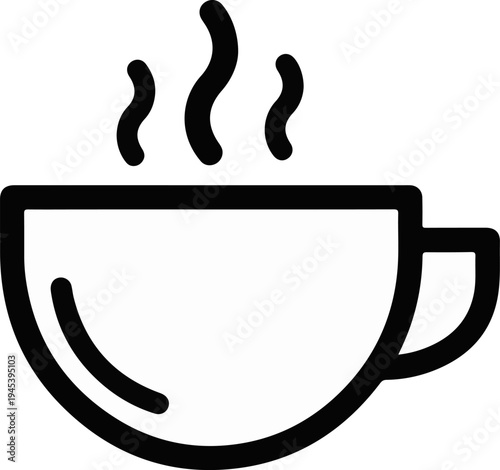 Stylized icon of a steaming hot beverage in a cup