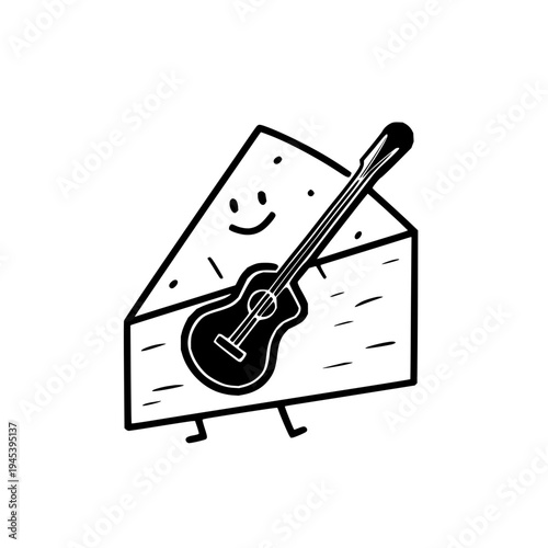 Smiling Cheese Playing Guitar
