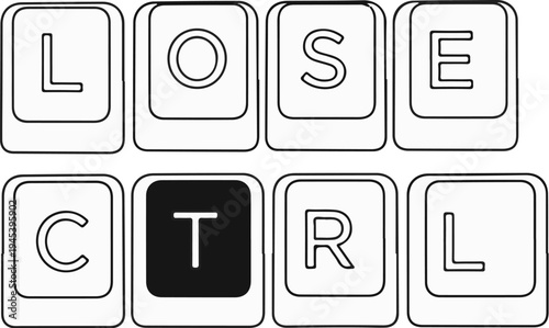 Stylized keyboard keys form the words "LOSE CTRL" with one dark key