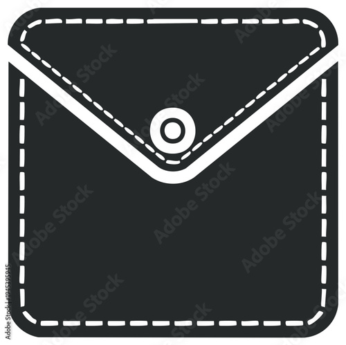 Pocket illustration with flap. Clothing element with button. Fashion simple design