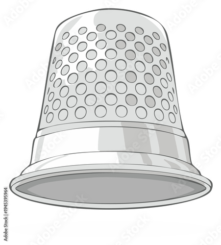 Silver thimble with circular perforations and a wide rim