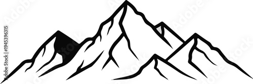 Stylized mountain range with sharp peaks and shadowed slopes