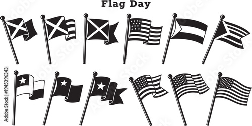 Flag day celebrations featuring historical american flags and flag etiquette