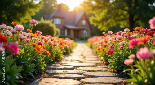 Wallpaper Mural Pathway with flowers in the foreground Torontodigital.ca
