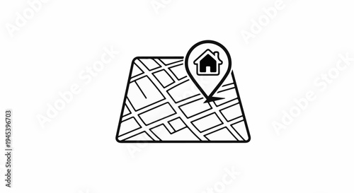 Stylized map with a home location pin