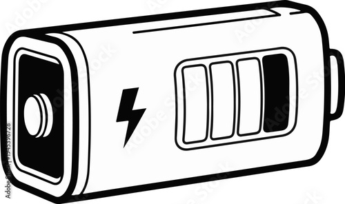 Stylized illustration of a cylindrical battery with a power indicator
