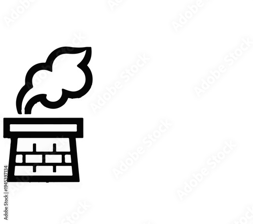 Stylized chimney emitting smoke, representing industrial pollution