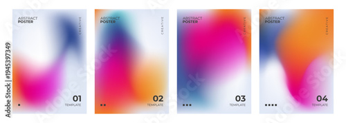 Set of abstract posters. Blurred backgrounds. Bright color gradients. Defocused color templates for creative graphic design. Vector illustration.