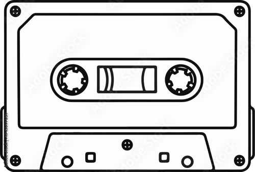 Stylized outline drawing of a compact audio cassette tape