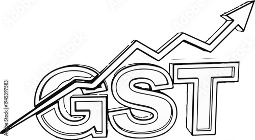 Stylized lettering and upward trending graph