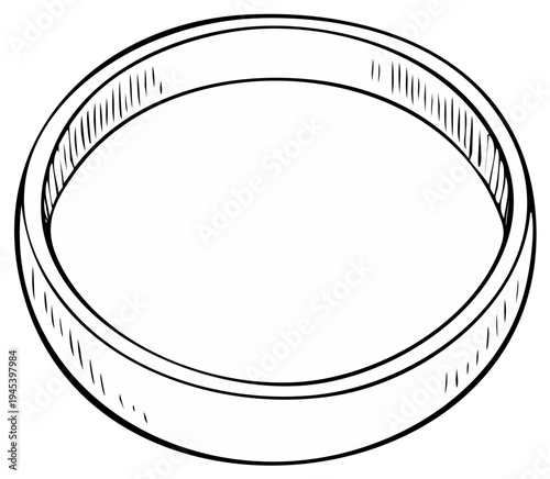 Simple sketch of a plain wedding ring with etched lines on the sides