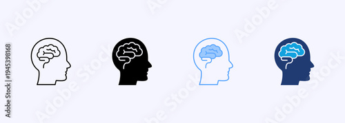 Brain Icon Set Multistyle Various Collection Element For Design