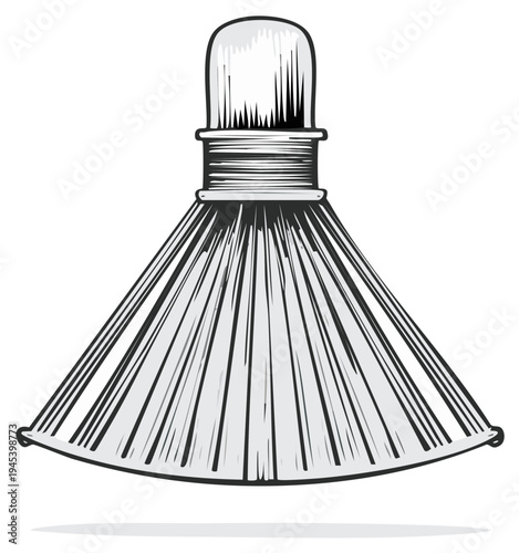 Illustration of a shaving brush, black and white design