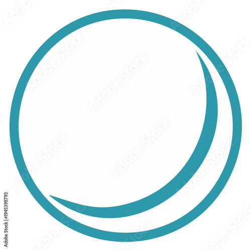Teal Circular Design Element with Crescent Shape Interior Space