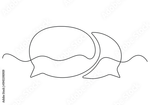  Continuous one line speech bubble shape isolated vector illustration
