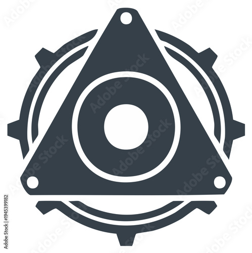 Abstract gear mechanism. Geometric mechanical design element for technology and engineering themes.