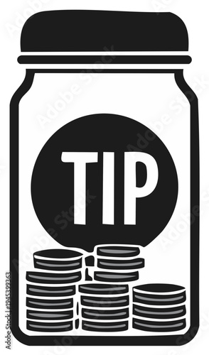 Tip Jar with Coins and Word TIP Graphic