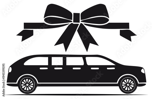 Elegant Limousine Gift with Bow Silhouette Celebration Transport Luxury