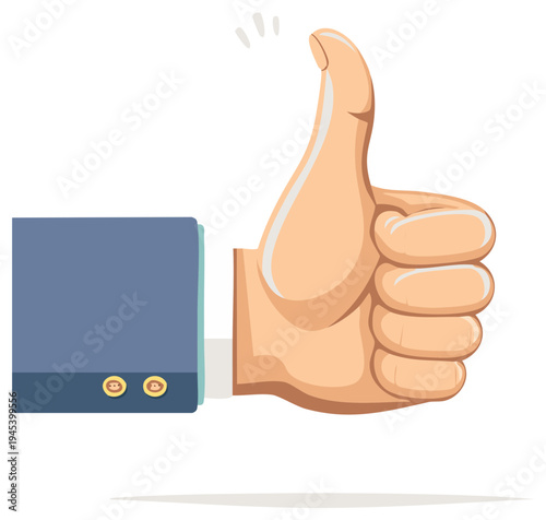 Illustrated Business Hand Giving Thumbs Up Symbolizing Approval Like And Success