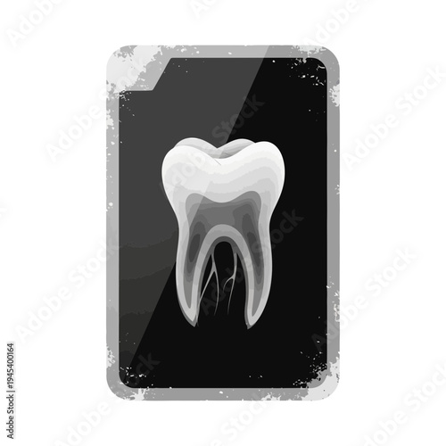 Dental X-ray of a Healthy Tooth with Roots on Black Background