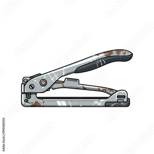 Old rusty hole puncher isolated on white background