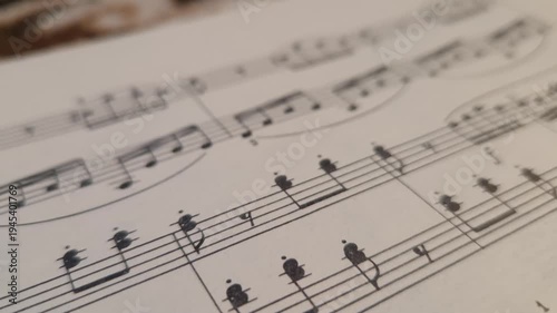 music notes on sheet music close up classical melody score background