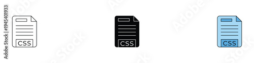 CSS file document icon set. Cascading Style Sheets programming and web development symbol. Vector Illustration.