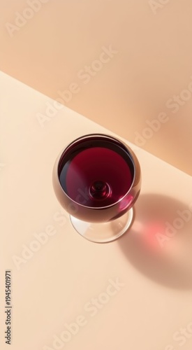 Red wine glass sitting on a table with a white background drink background