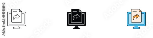 File share icon set. Digital document upload and export symbols. Vector Illustration.