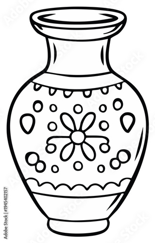 Black and White Drawing of a Decorative Vase