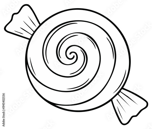 Candy drawing sketch outline isolated on white for coloring or illustration